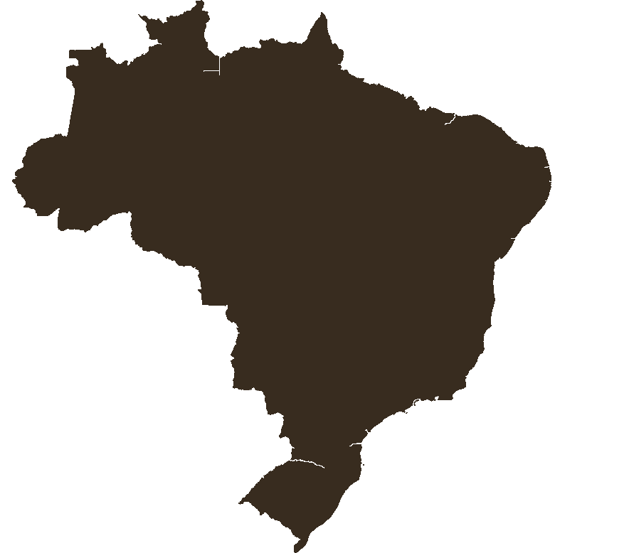 Mapa do Brasil com as quatro fazendas da primeira etapa